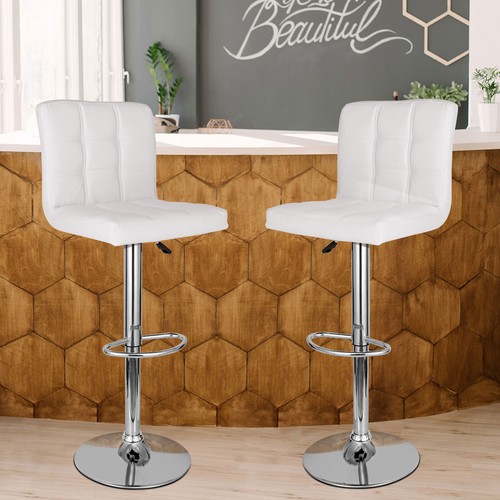 Set white bar stools pu - set,